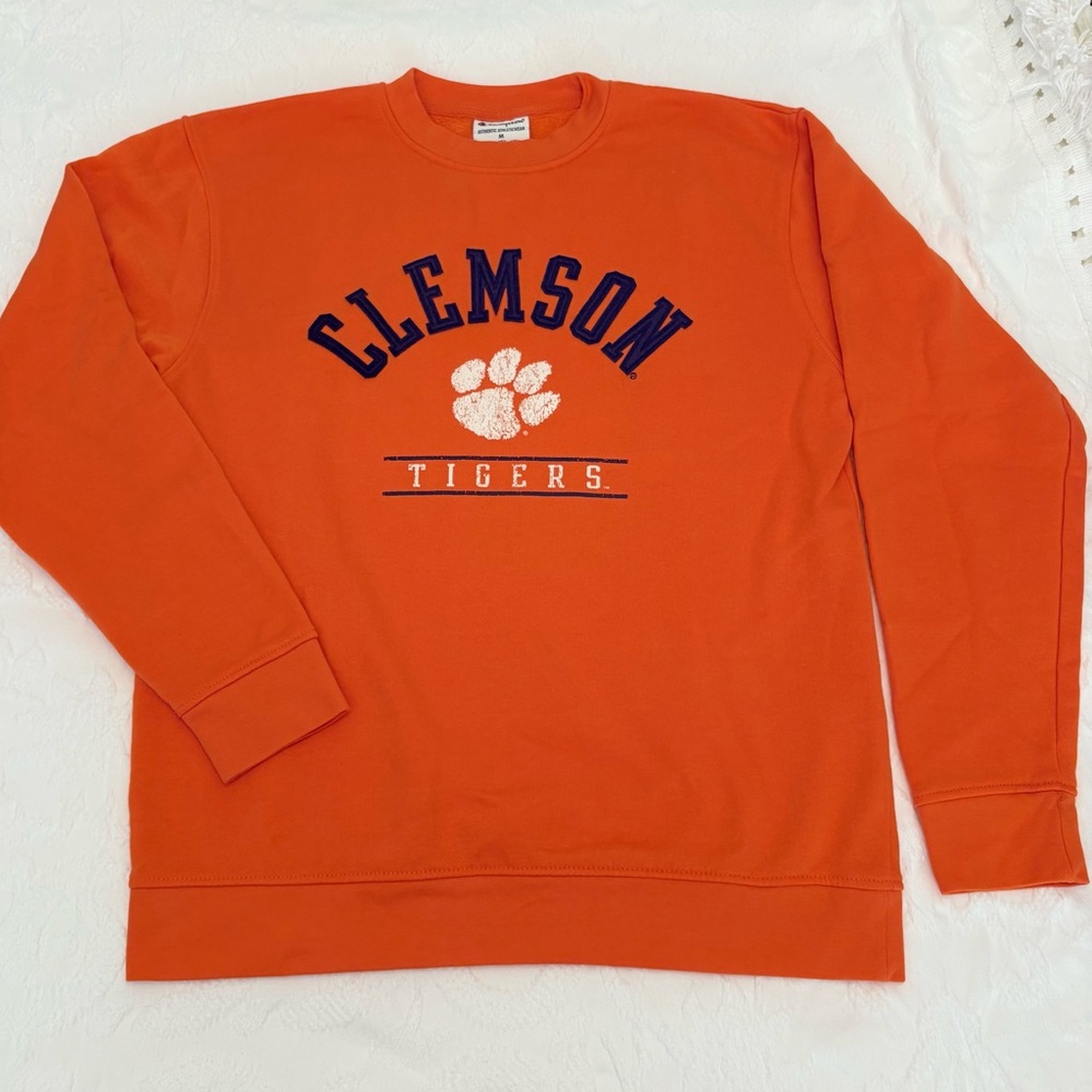 Champion Clemson Tigers Men's Orange Embroidered Crew Neck Sweatshirt Size M